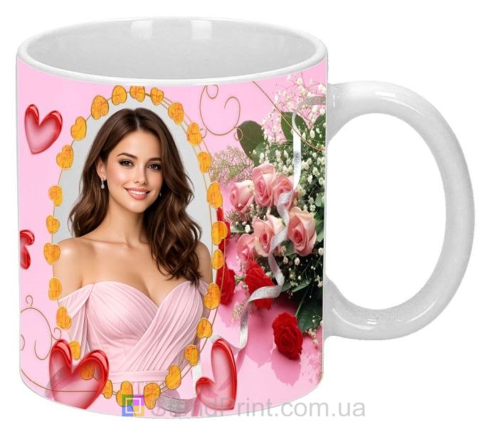 Горнятко з фото з букетом троянд подарунок коханій дівчині купити онлайн