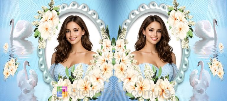 Горнятко з фото для коханої з лебедями та квітами що подарувати дівчині замовити