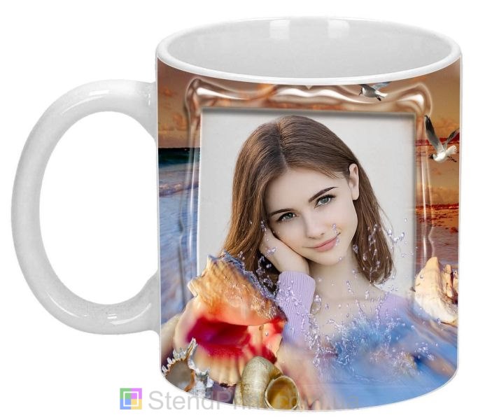 Чашка з фото морський пейзаж, мушля, літній дизайн — замовити