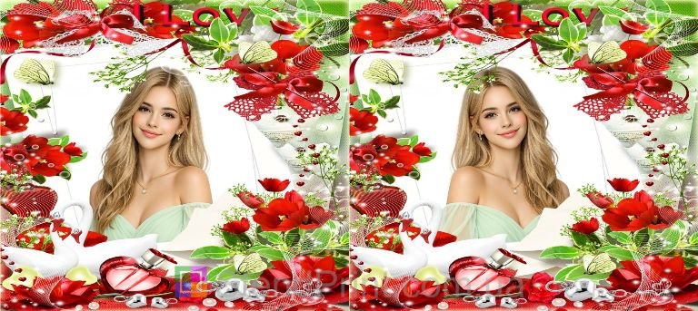 Кружка с фото лебеди цветы сердце романтический подарок