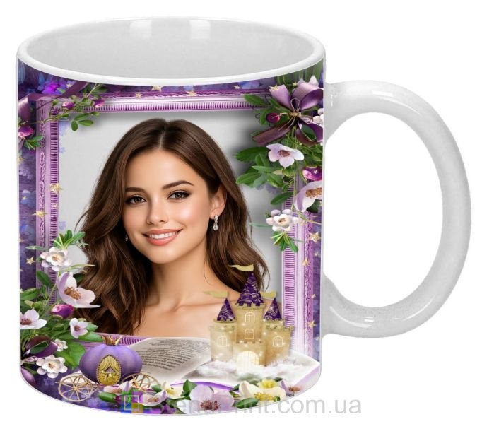 Чашка з фото для дівчини з квітами красивий подарунок замовити