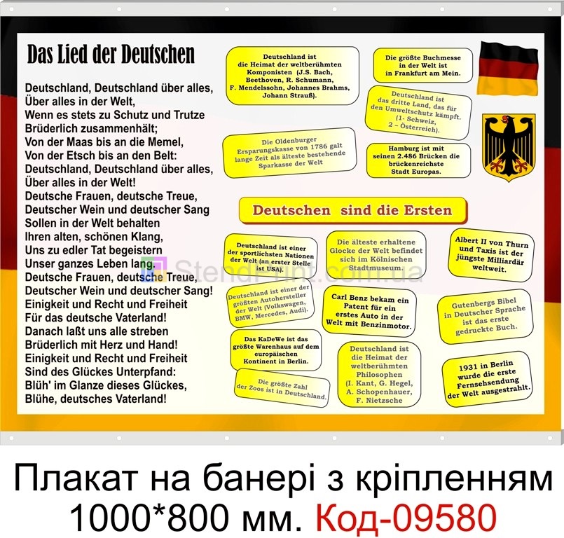 Плакат на банері з направляючими в кабінет німецької мови