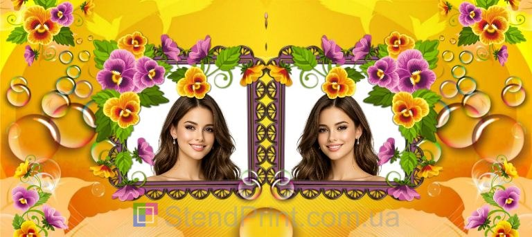 Чашка с фото для девушки с яркими цветами заказать подарок