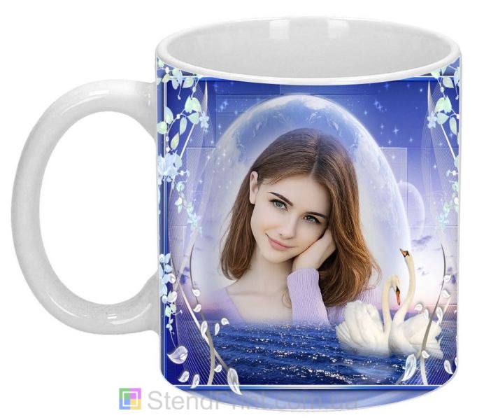 Чашка с фото и лебедями — символ любви и верности