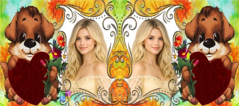 Горнятко з фото для коханої з цуценям та серцем милий подарунок купити