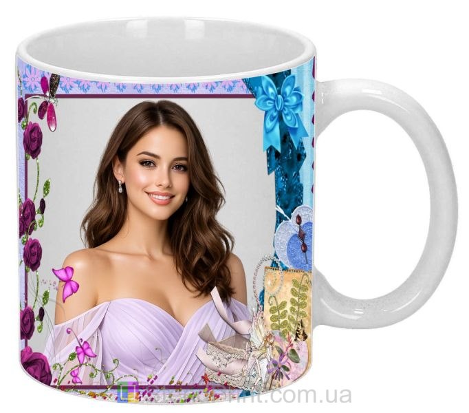 Горнятко з фото з квітами та візерунком подарунок замовити онлайн