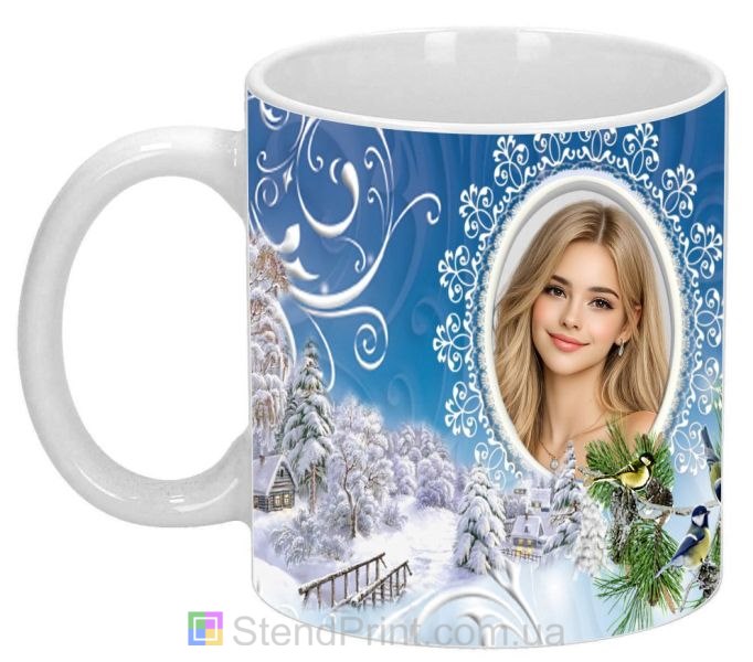 Кружка с фото зимний подарок девушке фотокружка с зимним лесом