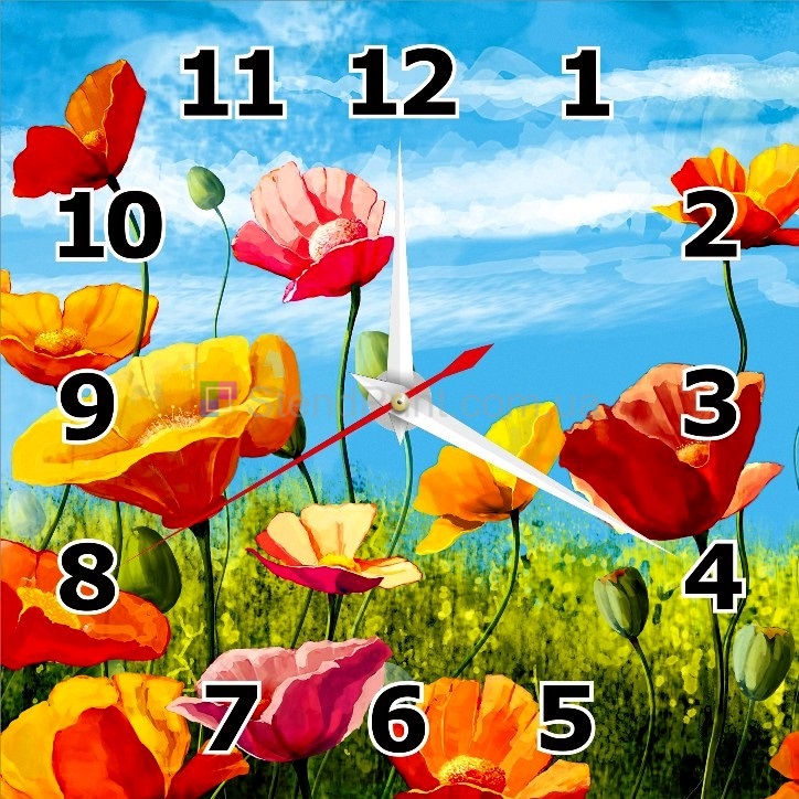 Часы настенные Красные цветы часы на стену 3д