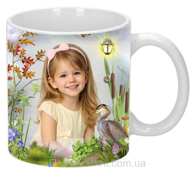 Чашка с фото природа растения и цапля спокойный пейзаж заказать