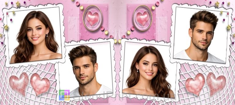 Горнятко з фото для пари з серцями та рамками замовити онлайн