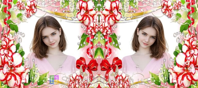 Кружка з фото червоно-білі квіти сердечка романтичний подарунок замовити