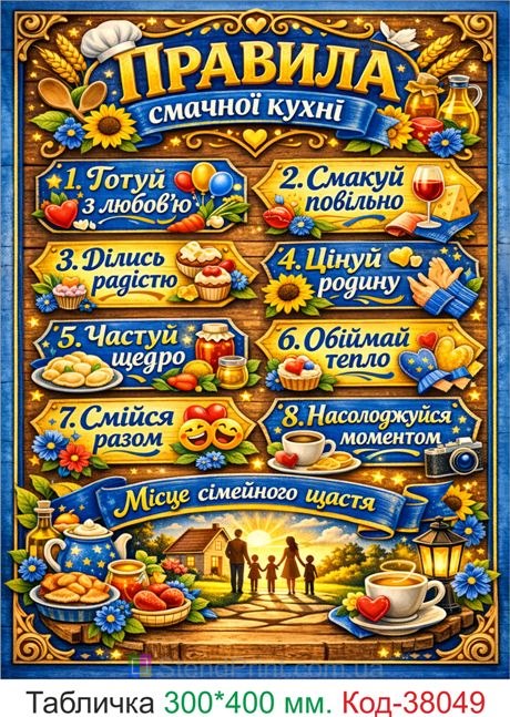 Табличка правила кухни семейный декор купить