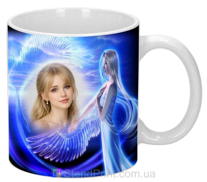 Чашка с фото для девушки с ангелом и крыльями нежный подарок заказать