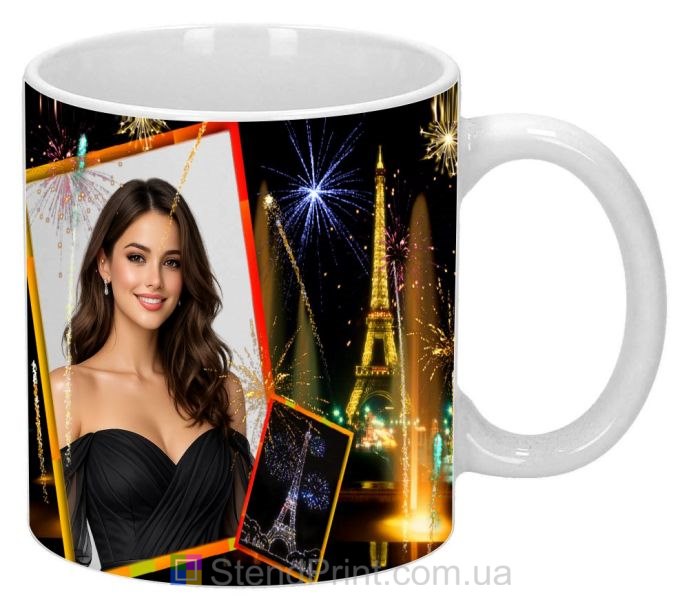 Кружка з фото для дівчини з Ейфелевою вежею — романтичний подарунок, замовити