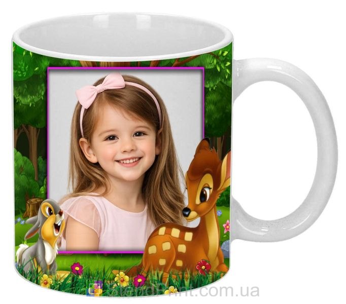 Кружка с фото для девочки лесная кружка с оленёнком заказать