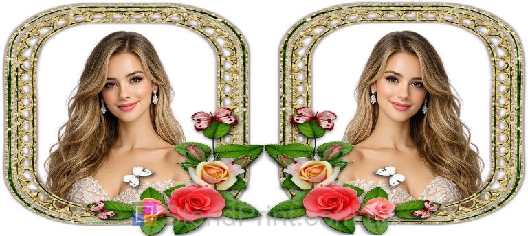 Чашка с фото для девушки с розами и бабочками заказать подарок