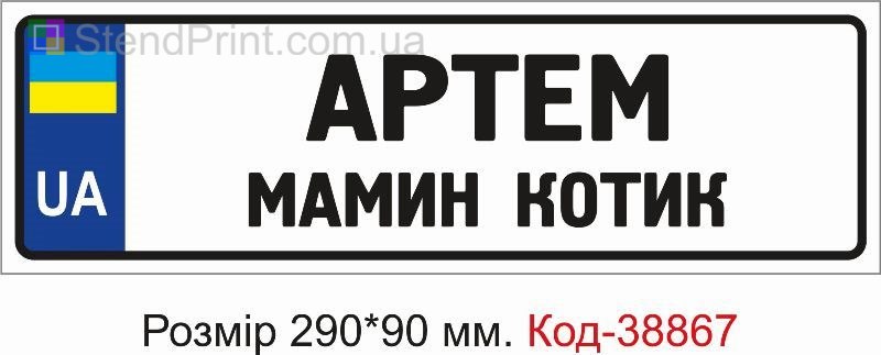 Табличка Артем мамин котик на дитячу коляску замовити