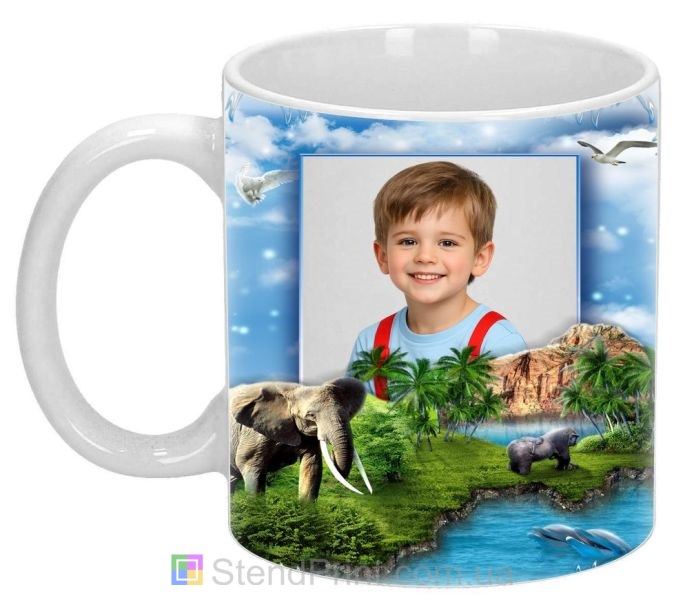 Чашка с фото остров дикая природа и животные заказать