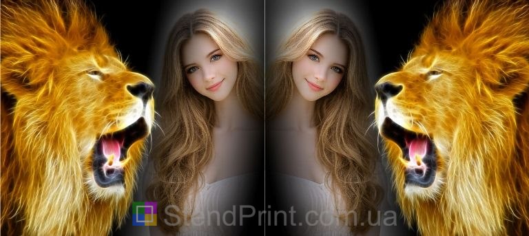 Кружка с фото неоновый лев стильный дизайн заказать