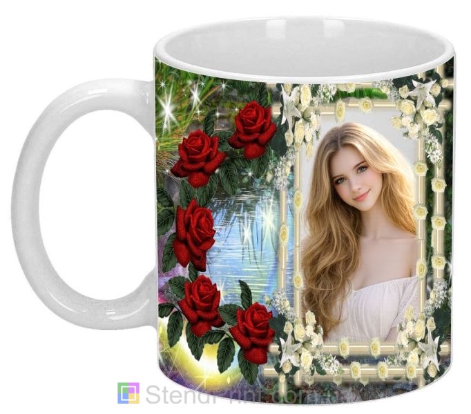 Чашка з фото для коханої з трояндами — романтичний подарунок, замовити