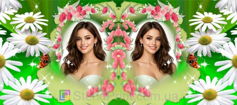 Кружка з фото з ромашками та божою корівкою подарунок коханій дівчині