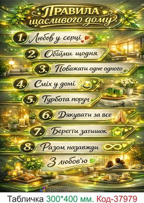 Декоративна табличка правила щасливого дому купити онлайн