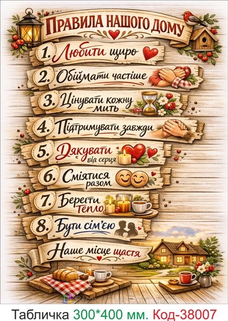 Купити табличку "Правила нашого дому" декор для дому