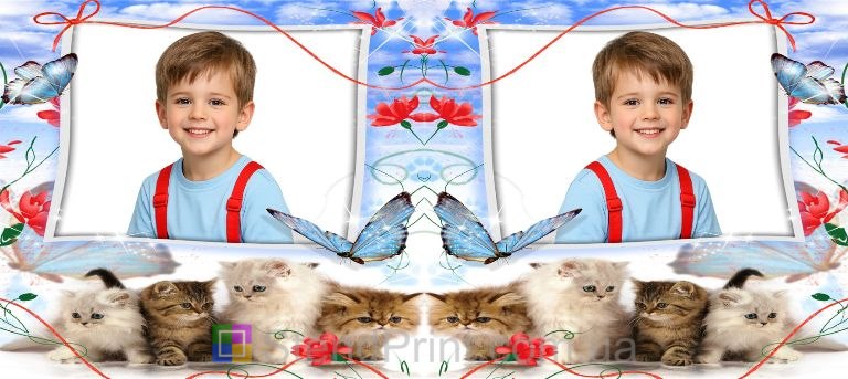 Кружка з фото кошенята квіти метелики замовити