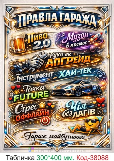 Табличка правила гаража купить современный неоновый декор