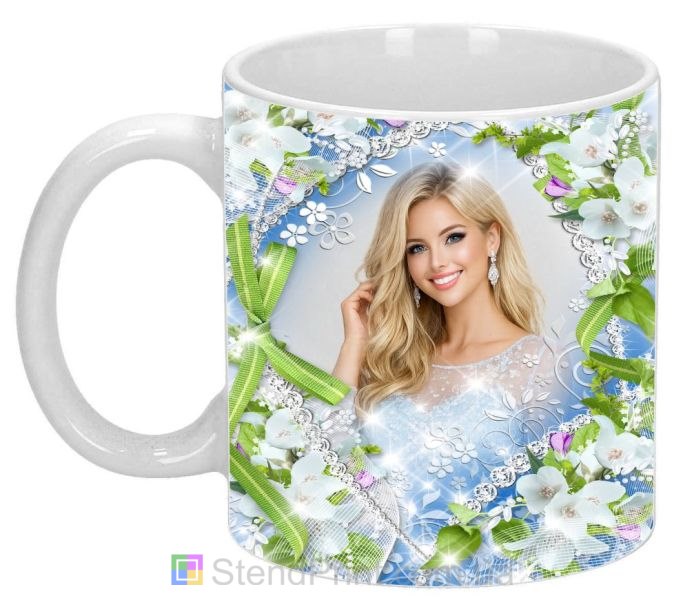 Чашка з фото весняні квіти вуаль ніжний дизайн замовити
