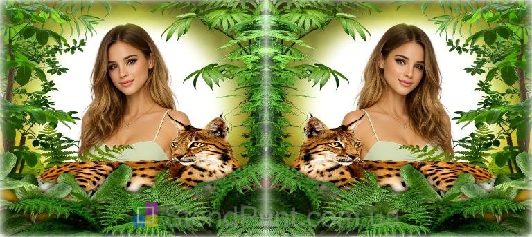 Кружка з фото рись екзотичні рослини замовити