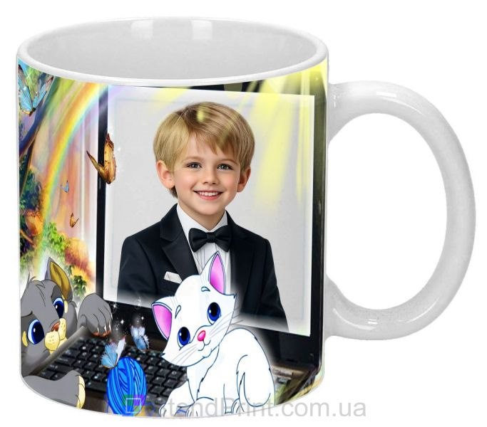 Детская кружка с фото ноутбук и котята