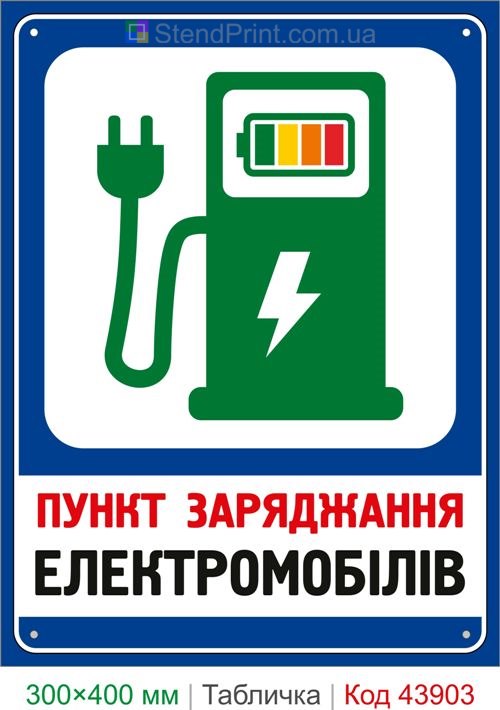 Пункт зарядки электромобилей купить табличку