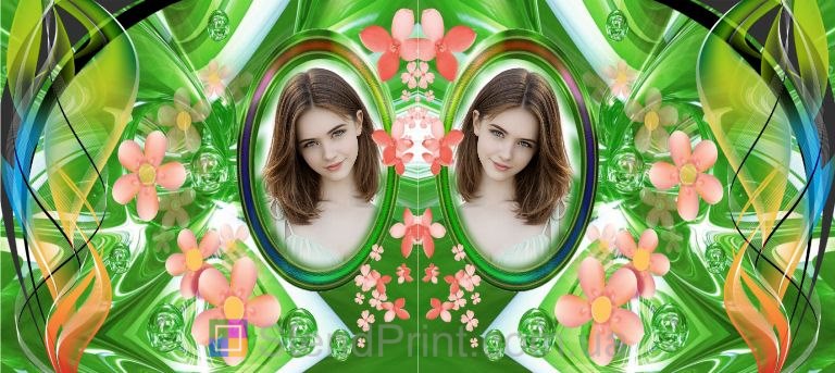 Кружка с фото для девушки цветочный зелёный дизайн подарок заказать