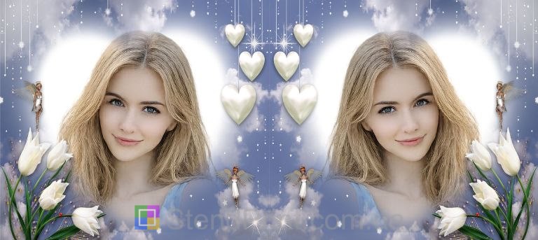 Кружка с фото для любимой с тюльпанами и сердцами нежный романтический подарок заказать