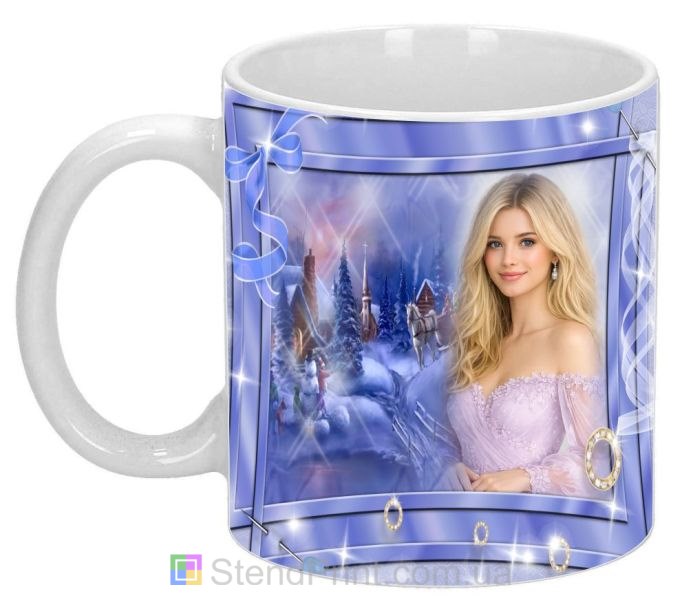 Чашка с фото зимний пейзаж с сияющим декором персональная печать фото на чашке заказать онлайн