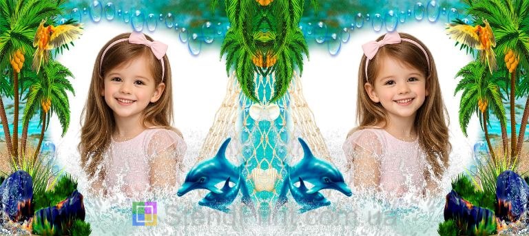 Чашка з фото морський відпочинок, пальми, дельфіни, папуга — замовити