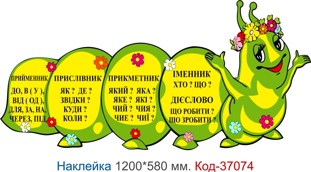 Комплект наклейок для початкового класу "Гусенички" – Код 37072