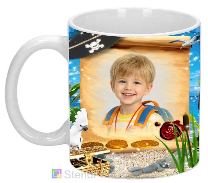 Детская чашка с фото пиратский свиток и сокровища