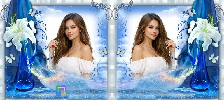 Чашка с фото морская волна и лилия элегантный персональный дизайн заказать