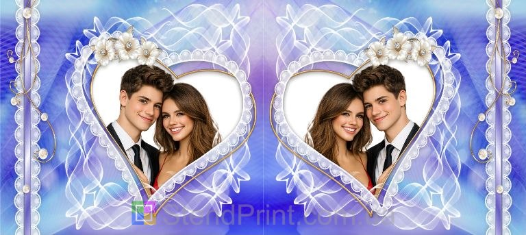 Чашка с фото в кружевном сердце нежный романтичный подарок с цветами заказать