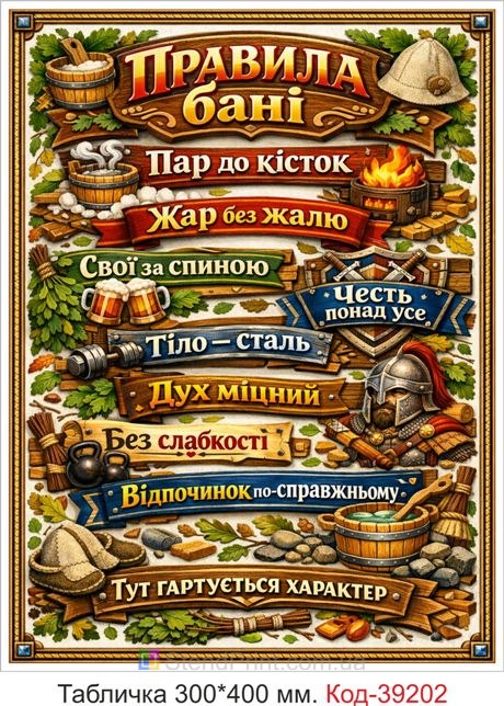 Табличка Правила бани для бани и сауны купить