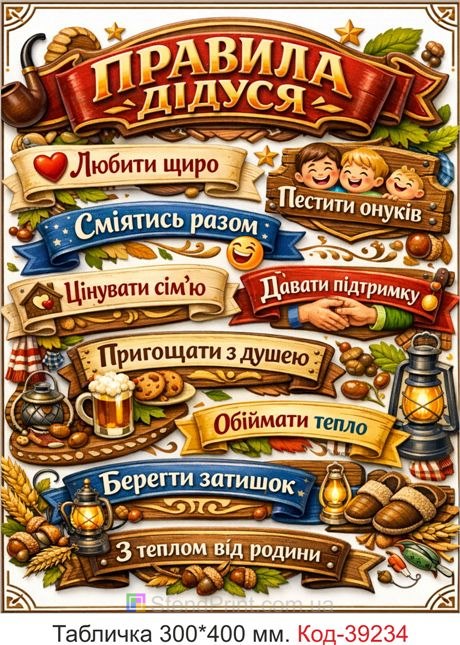 Табличка Правила дедушки в подарок для дедушки купить