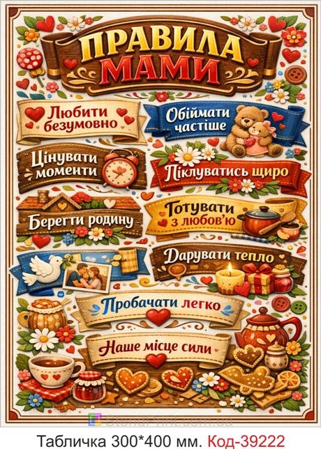 Табличка Правила мами в подарунок для мами купити онлайн