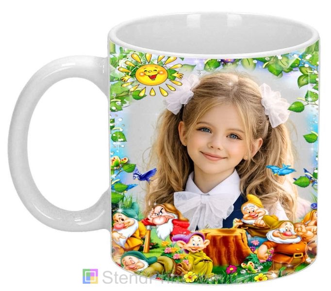 Дитяча чашка з фото гноми квіти та пташки