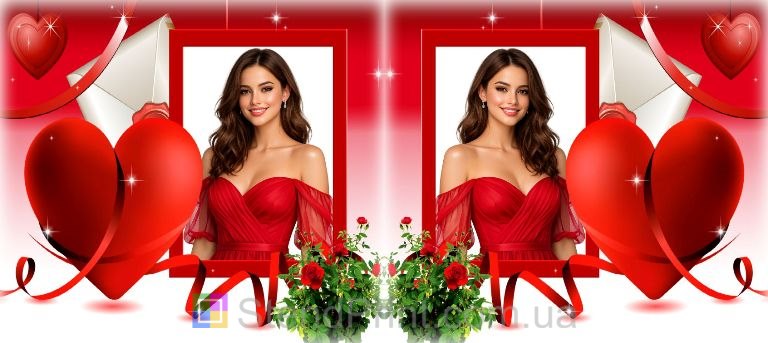 Кружка с фото сердце и розы романтический подарок