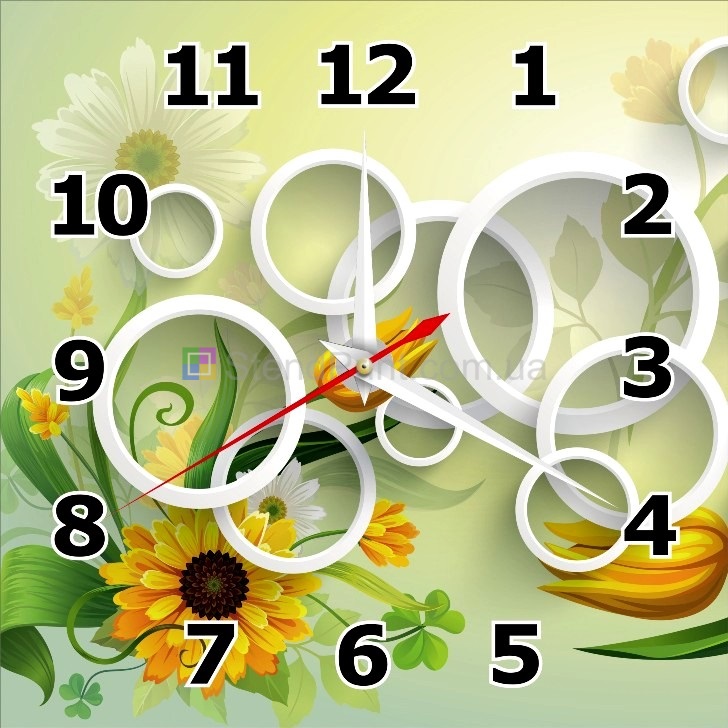 Годинник настінний з соняшниками