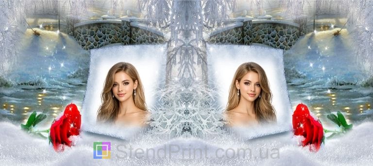 Кружка з фото для дівчини зимовий подарунок із трояндою замовити