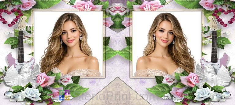 Чашка с фото с розами и гитарой нежный персональный подарок в романтичном стиле заказать