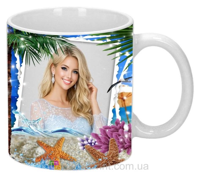 Кружка с фото пальмы морские звёзды водоросли заказать